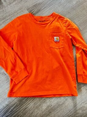 Carhartt Bright Orange Long-Sleeve Pocket Tee for Kids